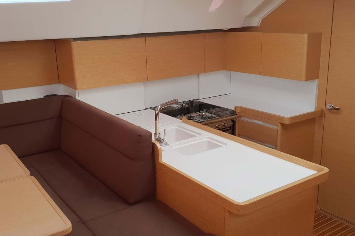 Galley of P & B, a Elan Impression 50 sailboat at Split, Croatia
