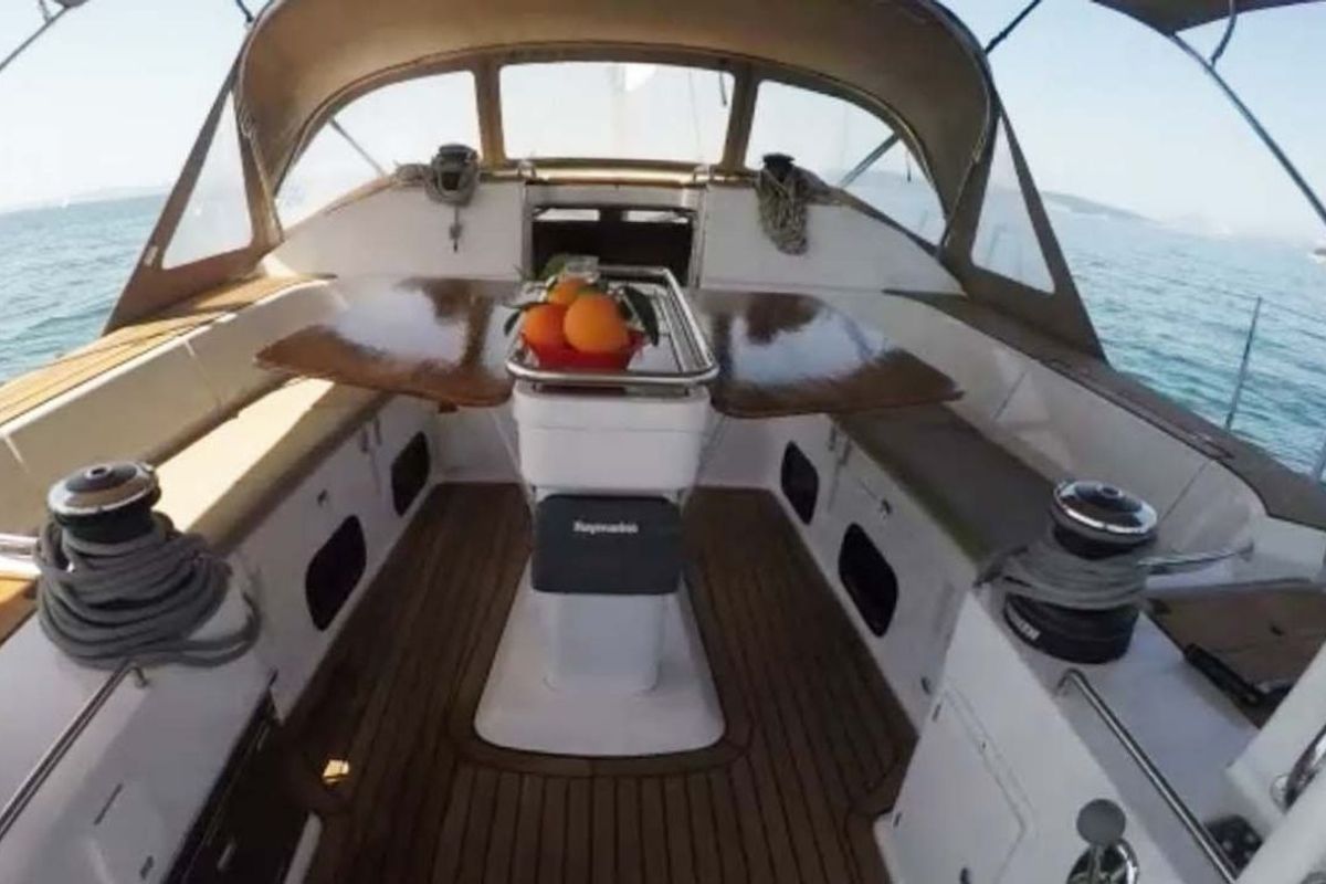 Deck of P & B, a Elan Impression 50 sailboat at Split, Croatia