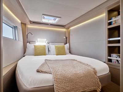 Salon of New Lag 51, a Lagoon 51 catamaran at Olbia, Italy