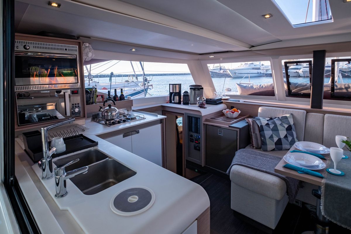 Galley of Zagara, a Fountaine Pajot Isla 40 catamaran at Municipal Unit of Lefkada, Greece
