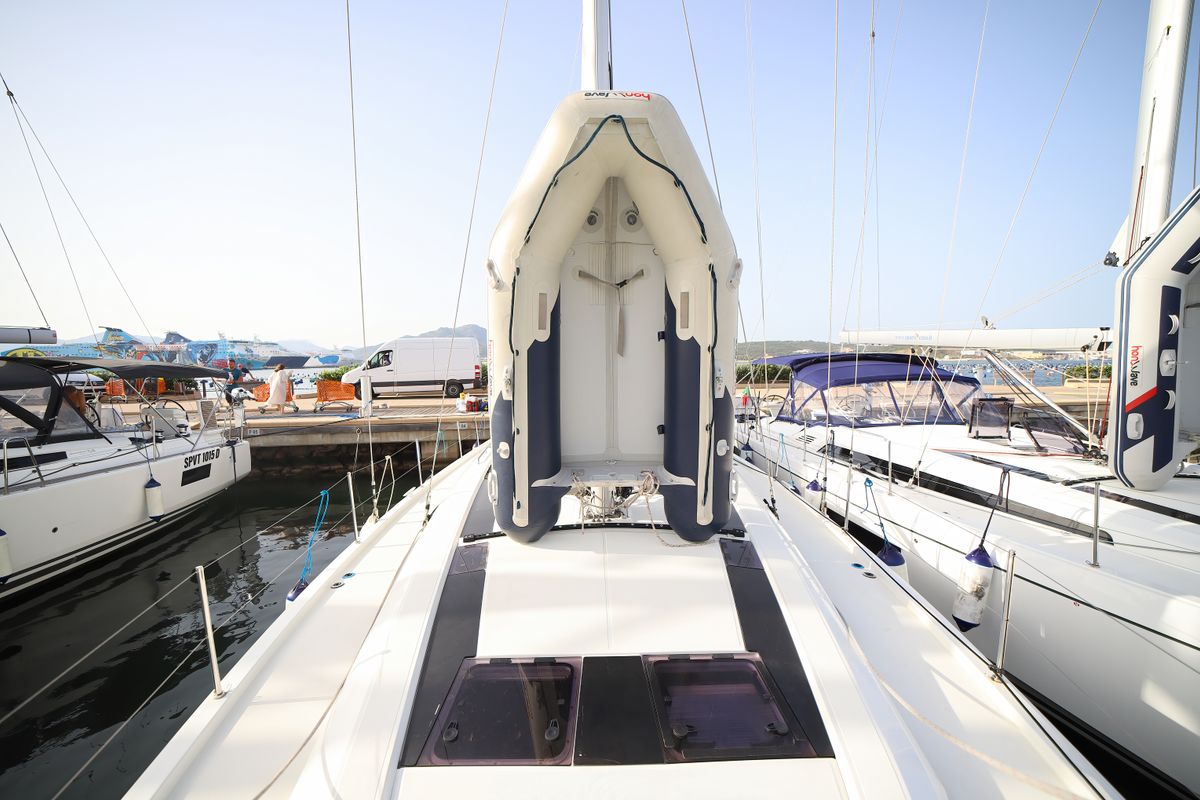 Deck of Zagara - Comfort Line, a Beneteau Oceanis 51.1 sailboat at Olbia, Italy