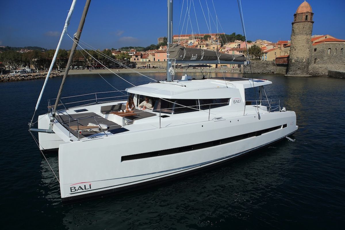 Exterior view of Grande Amore, a Bali 4.5 catamaran at Punat, Croatia