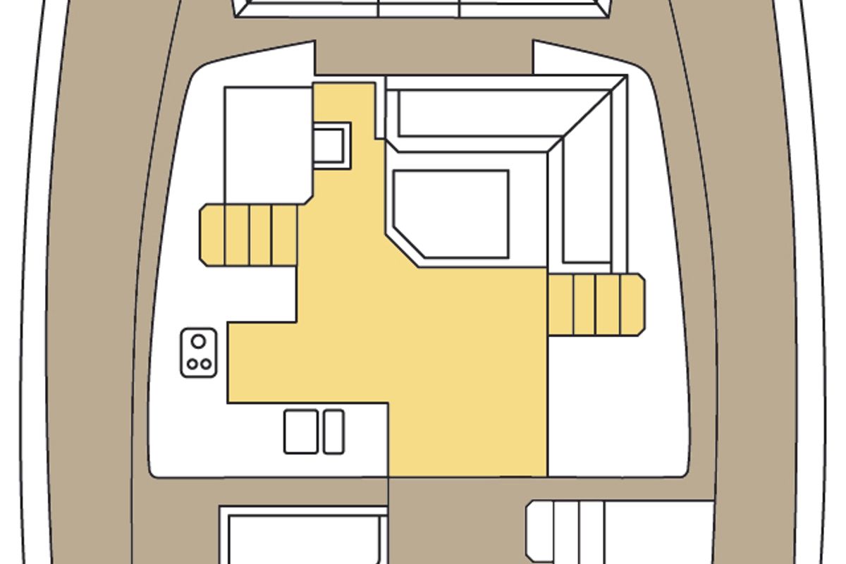 Floor plan of Grande Amore, a Bali 4.5 catamaran at Punat, Croatia