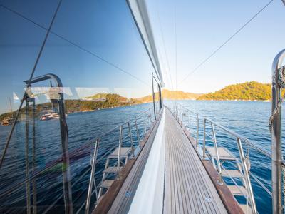 Deck of Flores, a Gulet Gulet gulet at Fethiye, Turkey