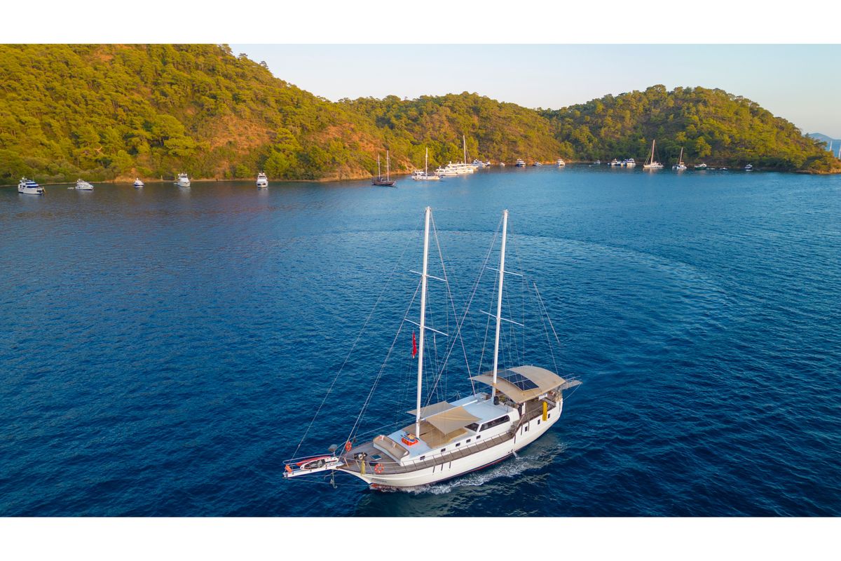 Exterior view of Flores, a Gulet Gulet gulet at Fethiye, Turkey