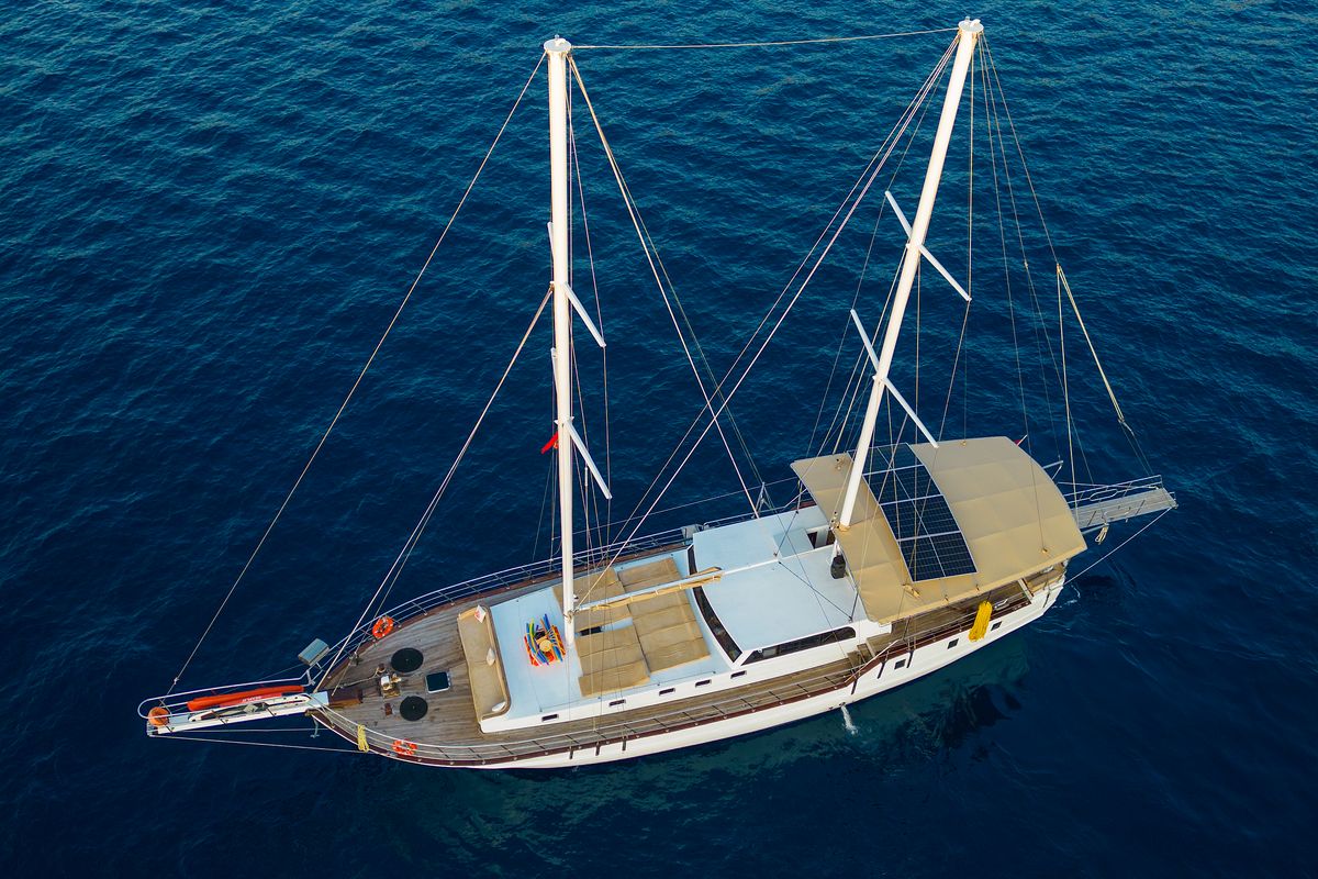Exterior view of Flores, a Gulet Gulet gulet at Fethiye, Turkey