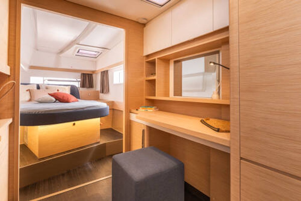 Cabin on FP 41, a Fountaine Pajot New 41 catamaran at es Jonquet, Spain