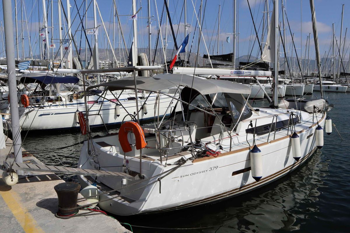 Exterior view of Oyster Shell, a Jeanneau Sun Odyssey 379 sailboat at Athens, Greece