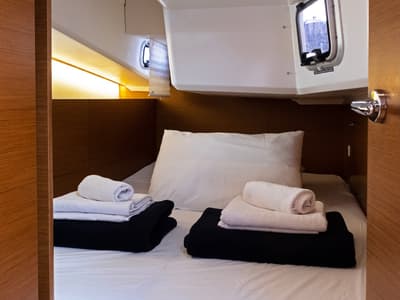 Cabin on Sky Kiss, a Jeanneau Sun Odyssey 410 sailboat at Split, Croatia