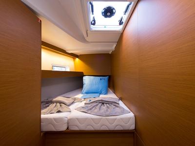 Cabin on Senorita, a Jeanneau Sun Odyssey 490 sailboat at Fethiye, Turkey
