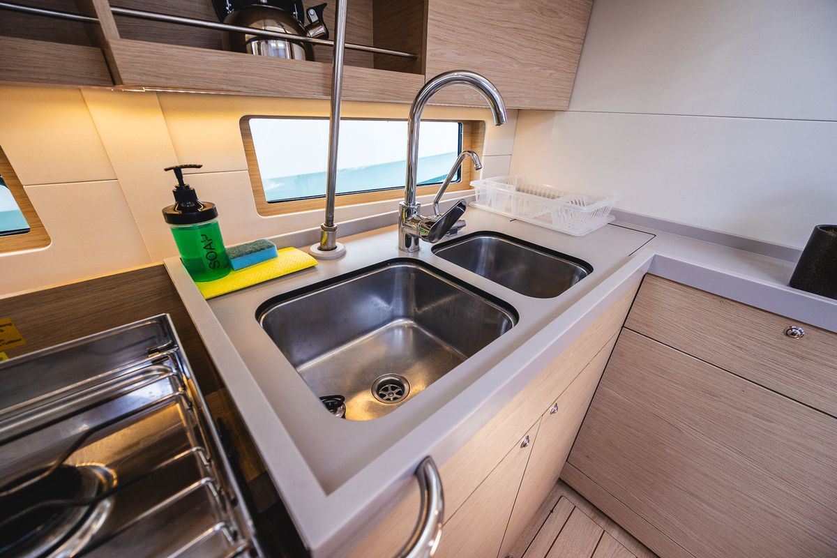 Galley of Ellaida Built 2019, a Beneteau Oceanis 46.1 sailboat at Municipal Unit of Lefkada, Greece