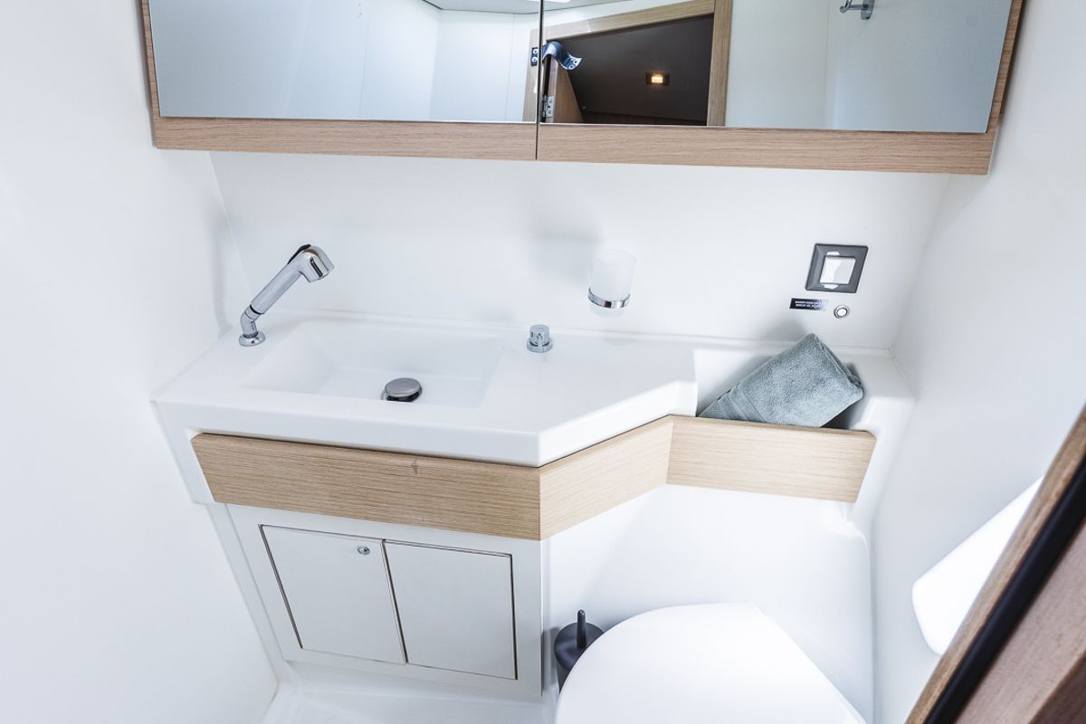 Head on Ellaida Built 2019, a Beneteau Oceanis 46.1 sailboat at Municipal Unit of Lefkada, Greece