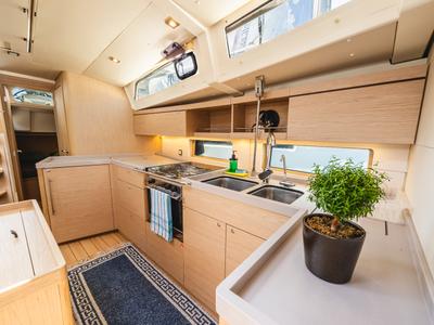 Galley of Ellaida Built 2019, a Beneteau Oceanis 46.1 sailboat at Municipal Unit of Lefkada, Greece