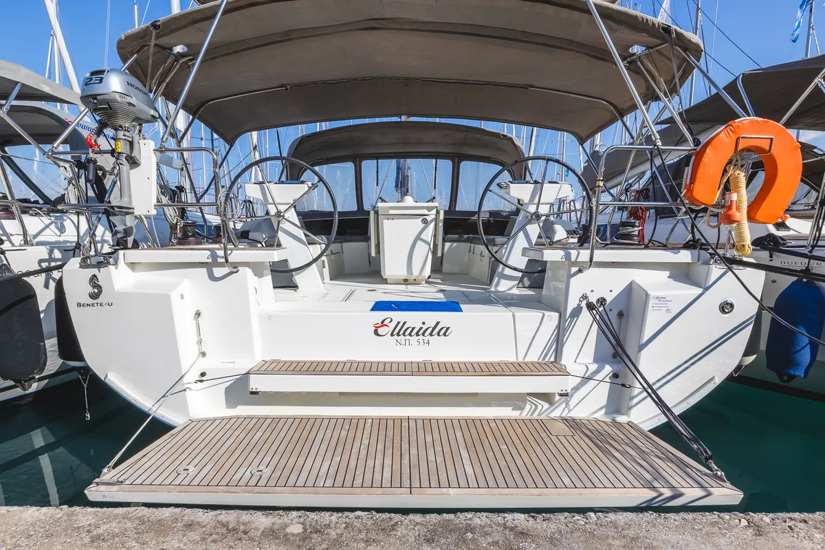 Exterior view of Ellaida Built 2019, a Beneteau Oceanis 46.1 sailboat at Municipal Unit of Lefkada, Greece