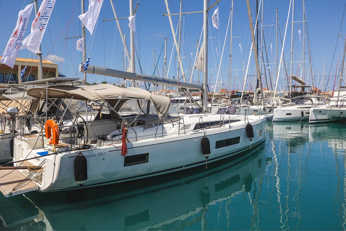 Exterior view of Ellaida Built 2019, a Beneteau Oceanis 46.1 sailboat at Municipal Unit of Lefkada, Greece