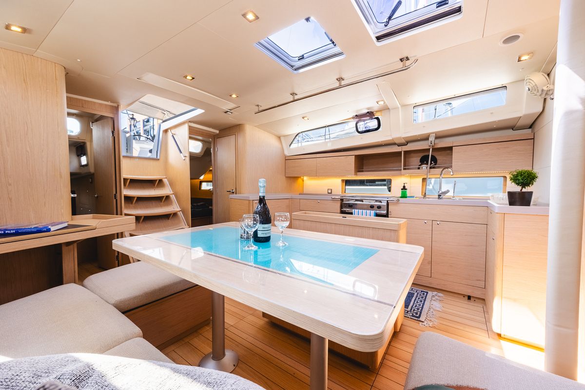 Salon of Ellaida Built 2019, a Beneteau Oceanis 46.1 sailboat at Municipal Unit of Lefkada, Greece