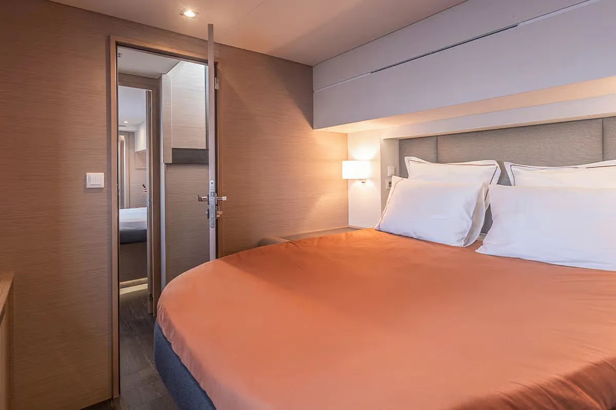 Cabin on Premium, a Fountaine Pajot Samana 59 catamaran at Palermo, Italy