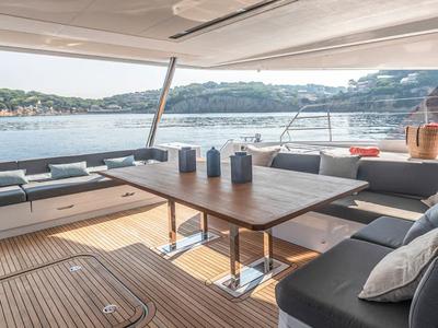 Deck of Premium, a Fountaine Pajot Samana 59 catamaran at Palermo, Italy