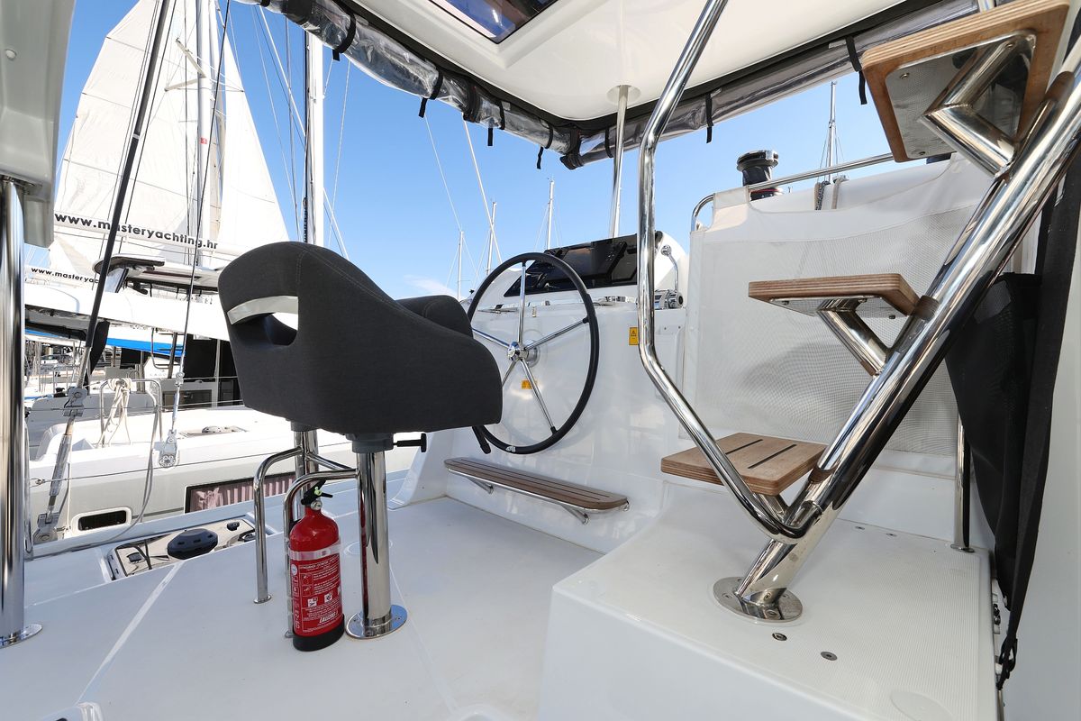 Cockpit of DEAR JOHN, a Lagoon 42 catamaran at Općina Sukošan, Croatia
