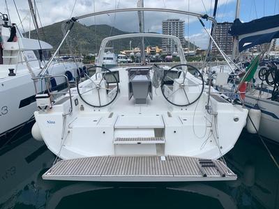 Cockpit of Nina, a Beneteau Oceanis 41.1 sailboat at Salerno, Italy