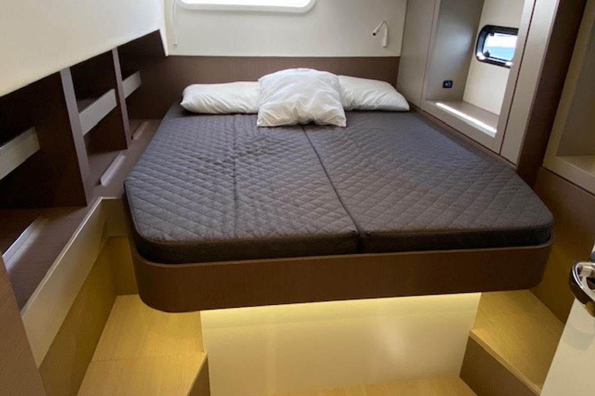Cabin on Mira, a Bali 4.6 catamaran at Olbia, Italy