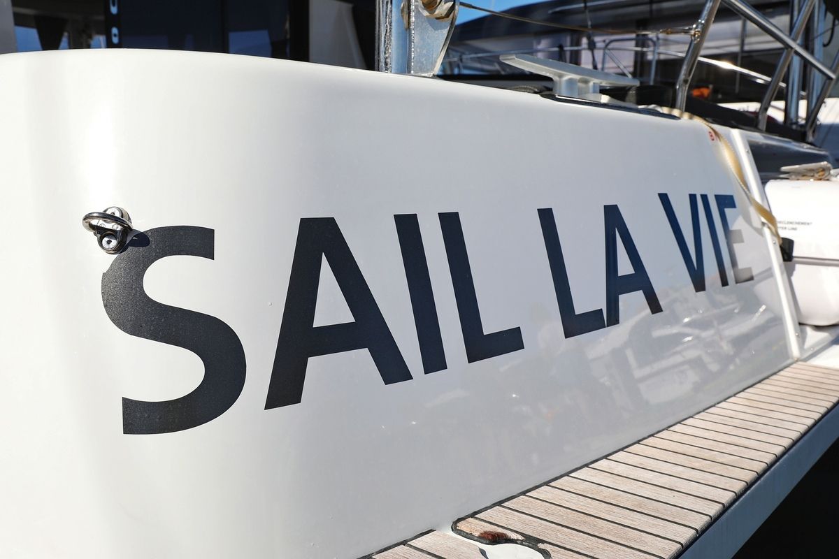 Exterior view of Sail la Vie, a Lagoon 42 catamaran at Pirovac, Croatia