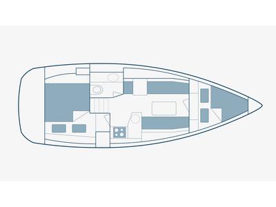 Floor plan of Eleni, a Jeanneau Sun Odyssey 33i sailboat at Pylaros Municipal Unit, Greece