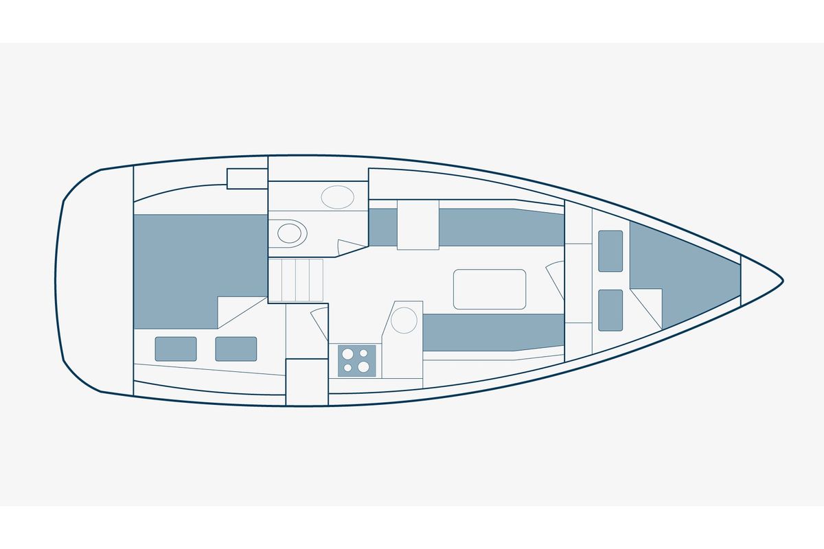 Floor plan of Eleni, a Jeanneau Sun Odyssey 33i sailboat at Pylaros Municipal Unit, Greece