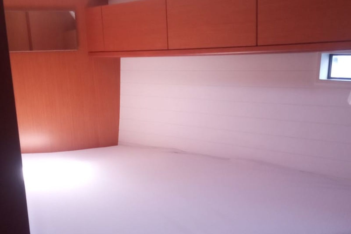 Cabin on Anfitrite, a Bavaria Cruiser 46 sailboat at Marsala, Italy