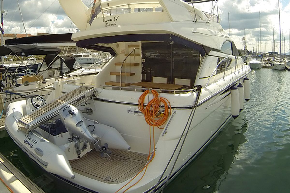Exterior view of Luna IV, a Fairline Boats Fairline Phantom 50 yacht at Grad Šibenik, Croatia