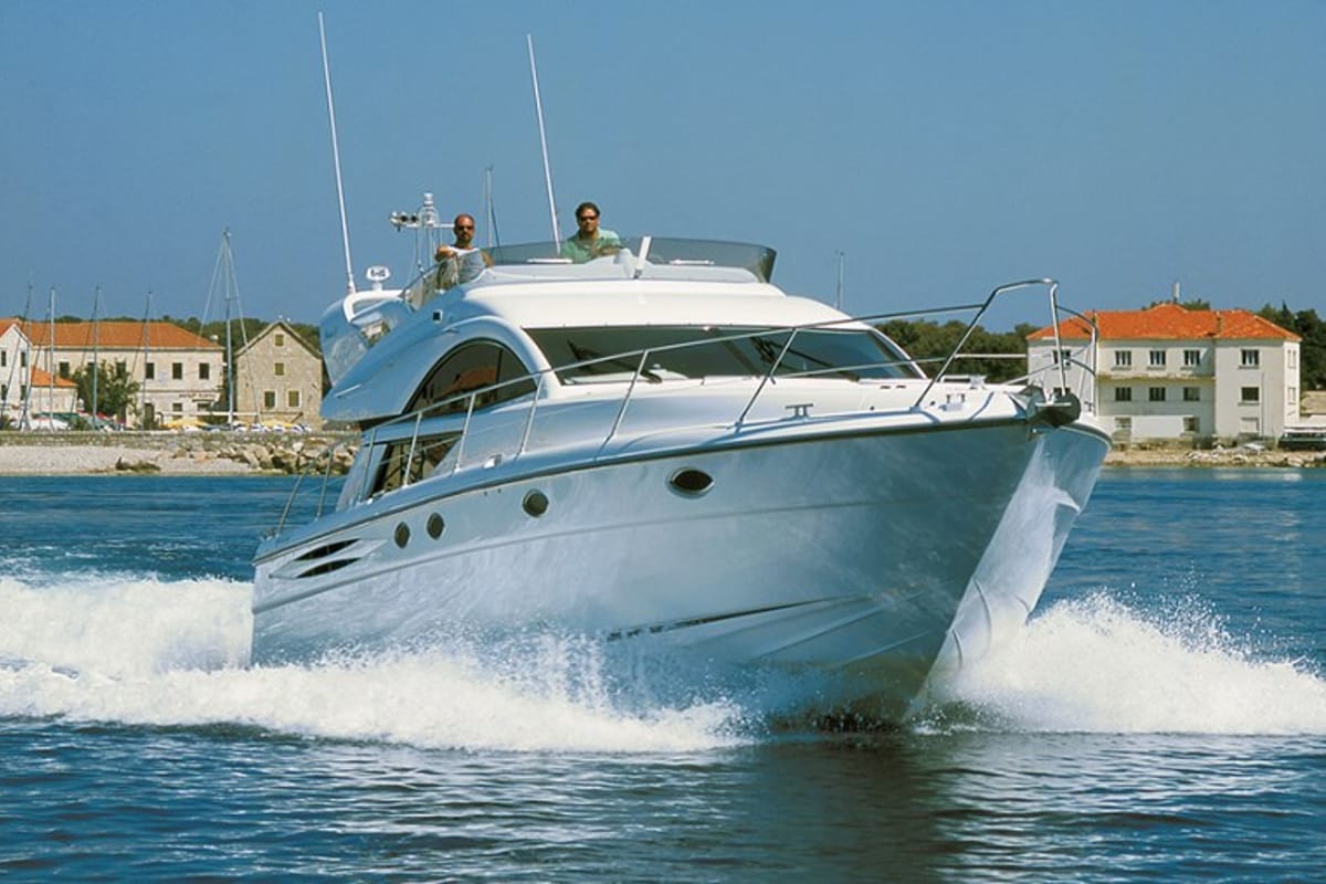 Exterior view of Luna IV, a Fairline Boats Fairline Phantom 50 yacht at Grad Šibenik, Croatia