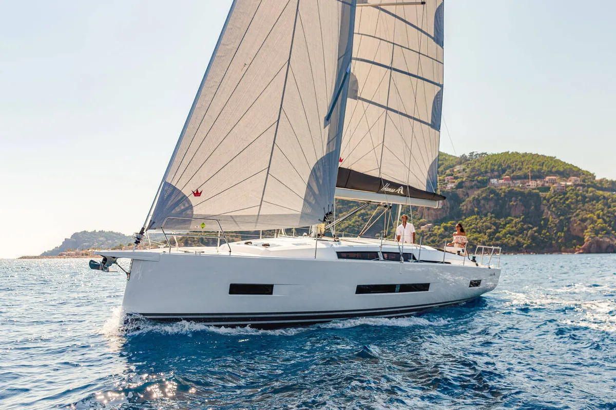 Exterior view of Taja, a Hanse Yachts Hanse 410 sailboat at Pirovac, Croatia