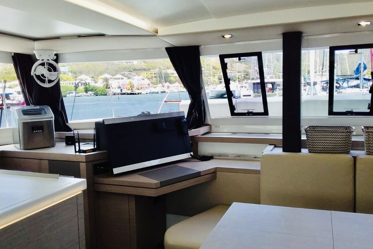 Salon of Serene Blue, a Fountaine Pajot Astrea 42 Maestro catamaran at Chesapeake, United States
