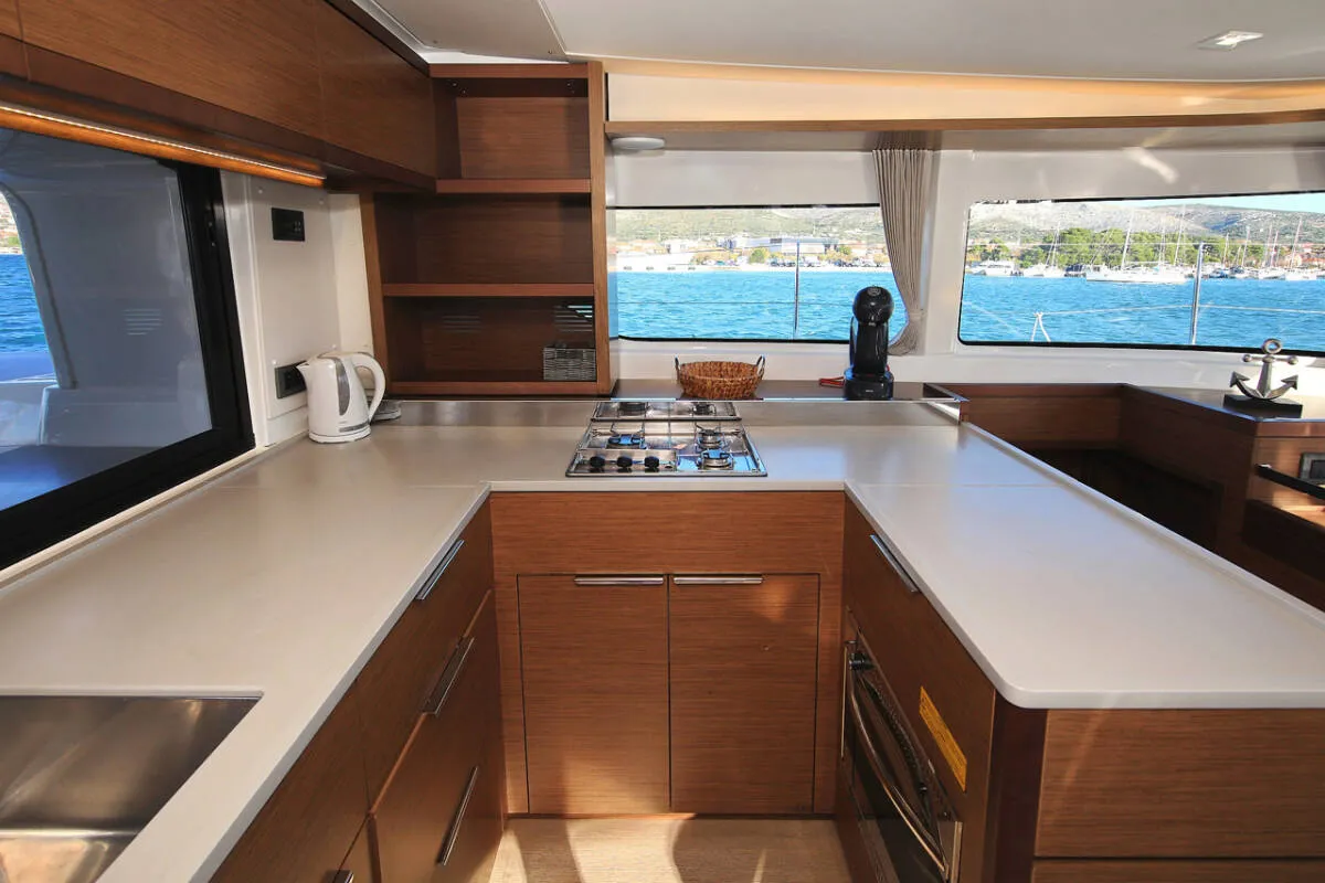 Galley of Mariposa, a Lagoon 46 catamaran at Grad Kaštela, Croatia