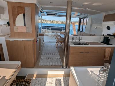 Galley of Leo, a Bali 4.2 catamaran at Lavreotiki Municipal Unit, Greece