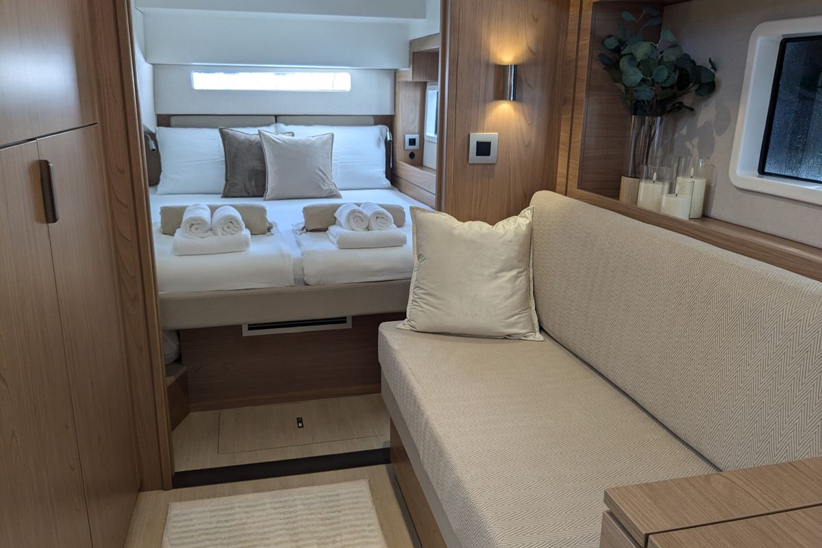 Cabin on Leo, a Bali 4.2 catamaran at Lavreotiki Municipal Unit, Greece