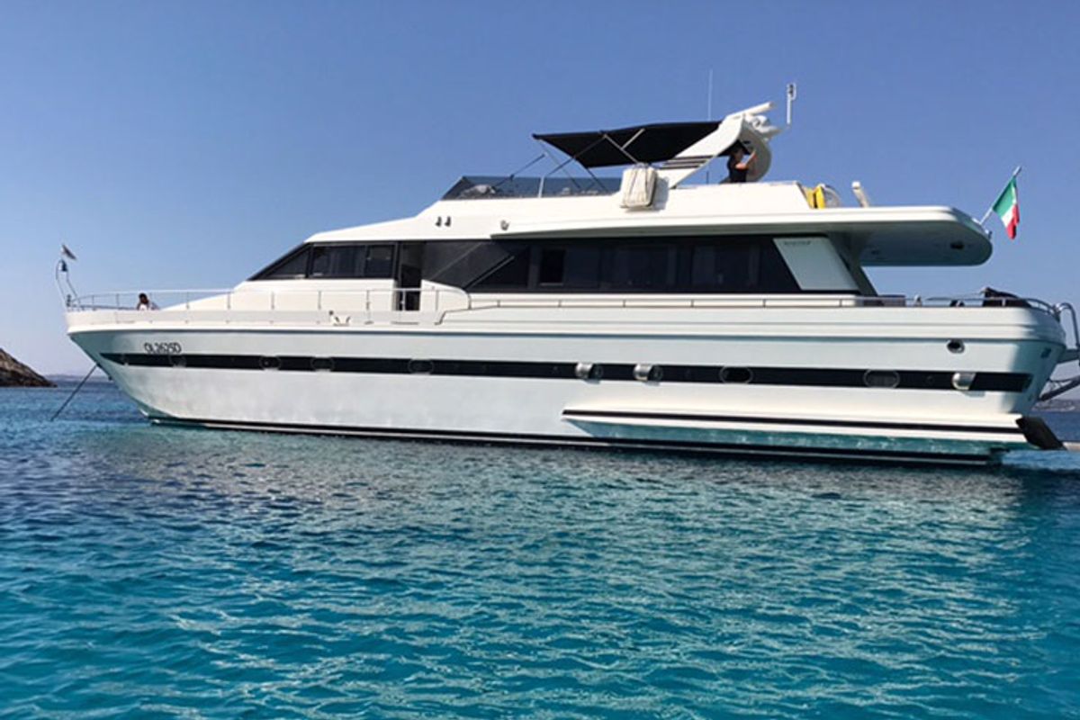 Exterior view of Lady Bibi, a Falcon Yachts Falcon 76 yacht at Olbia, Italy