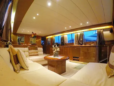Salon of Lady Bibi, a Falcon Yachts Falcon 76 yacht at Olbia, Italy