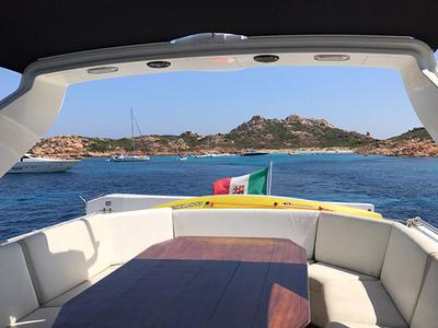 Deck of Lady Bibi, a Falcon Yachts Falcon 76 yacht at Olbia, Italy