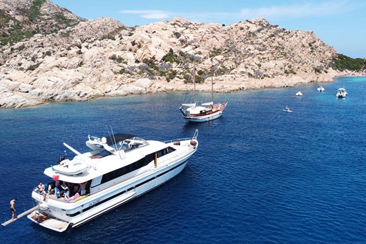 Exterior view of Lady Bibi, a Falcon Yachts Falcon 76 yacht at Olbia, Italy