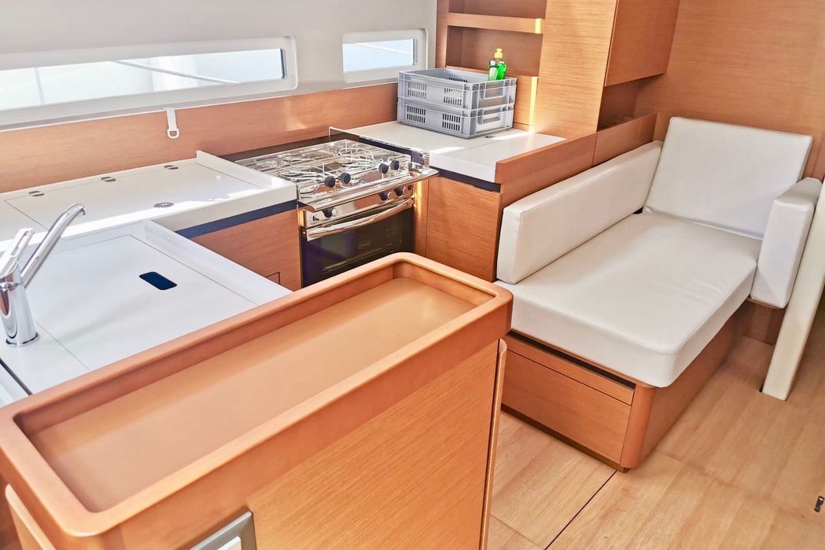 Galley of HAWKING, a Jeanneau Sun Odyssey 410 sailboat at Grad Šibenik, Croatia