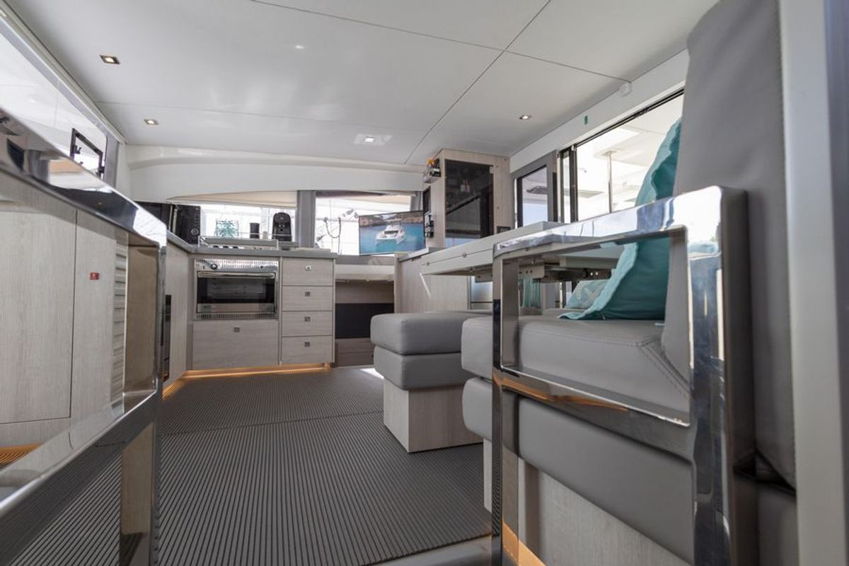 Galley of LEOPARD 43 PAULINE POWERCAT , a Leopard 43 PC catamaran at Sant Antoni de Portmany, Spain