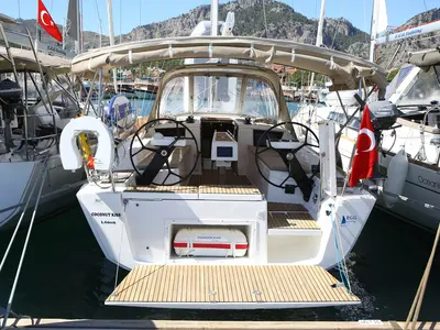 Cockpit of Coconut Kiss, a Dufour 360 GL sailboat at Fethiye, Turkey