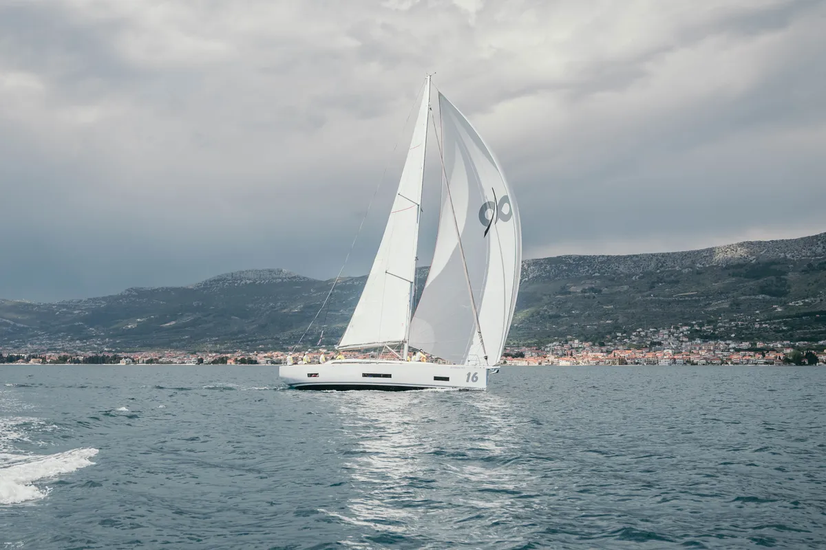 Exterior view of HESTIA, a AD Boats Salona 46 sailboat at Grad Kaštela, Croatia
