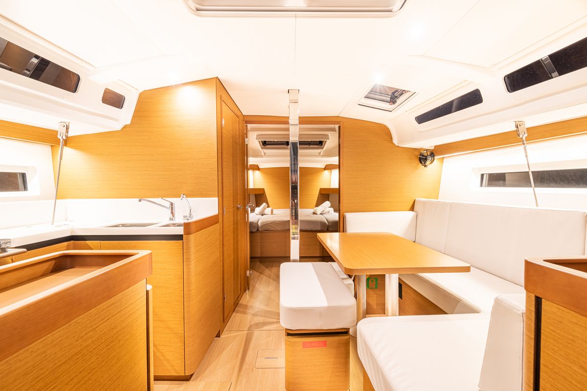 Salon of Soulmates, a Jeanneau Sun Odyssey 440 sailboat at Lavreotiki Municipal Unit, Greece