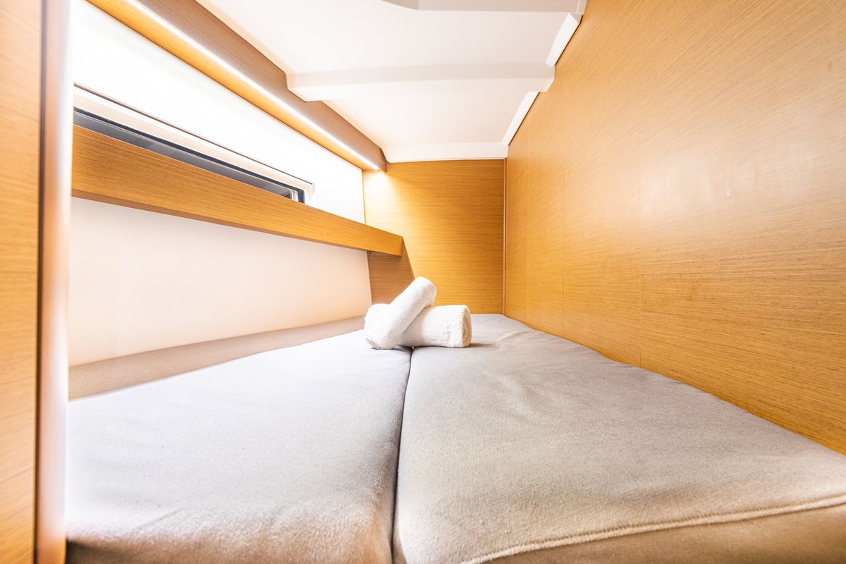 Cabin on Soulmates, a Jeanneau Sun Odyssey 440 sailboat at Lavreotiki Municipal Unit, Greece