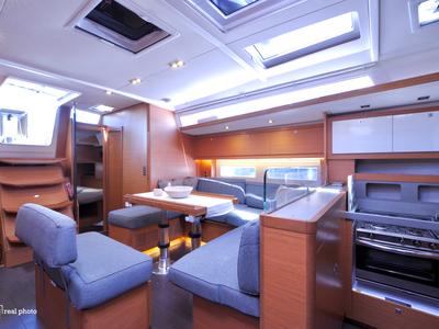 Salon of Medea, a Dufour 530 sailboat at Puntone di Scarlino, Italy