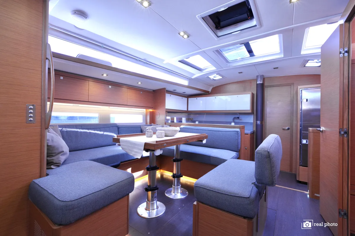 Salon of Medea, a Dufour 530 sailboat at Puntone di Scarlino, Italy
