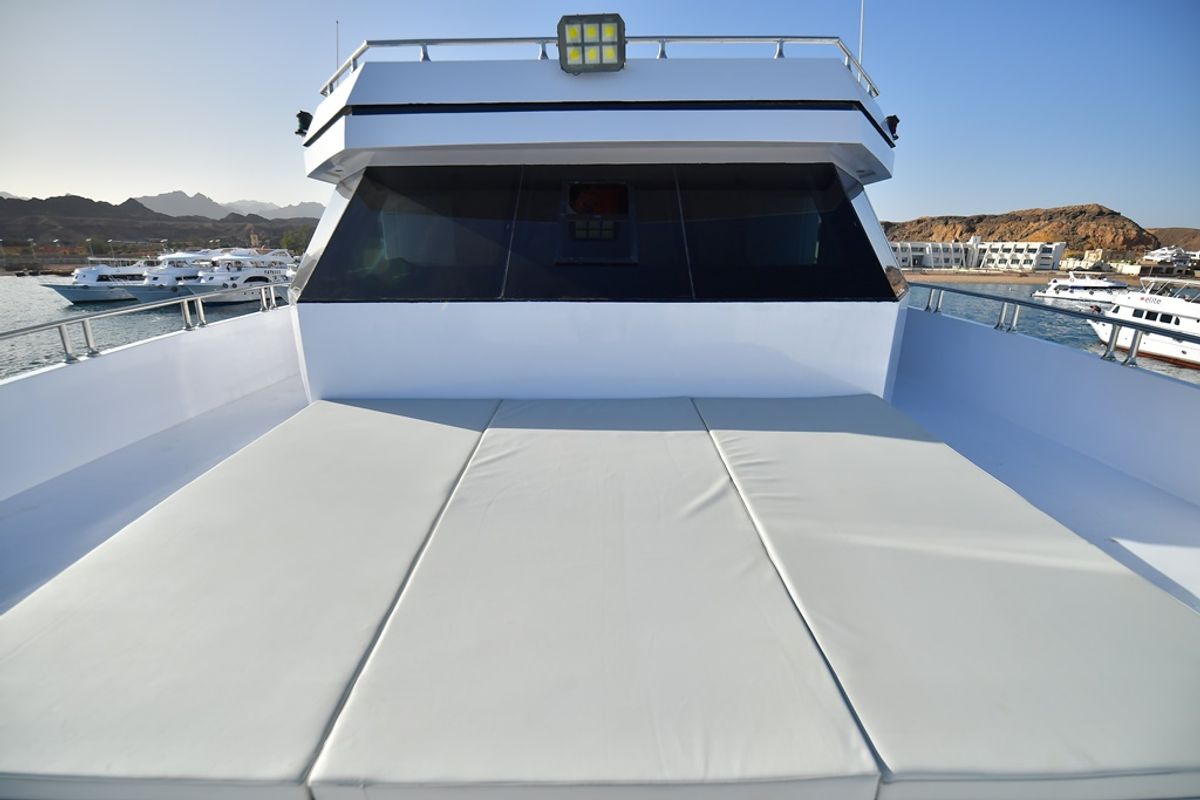 Deck of Twin bed cabin lower deck 4, a Gulet Luxury Motor Yacht motorboat at Sharm El Sheikh, Egypt