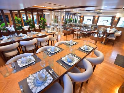 Salon of Twin bed cabin lower deck 4, a Gulet Luxury Motor Yacht motorboat at Sharm El Sheikh, Egypt